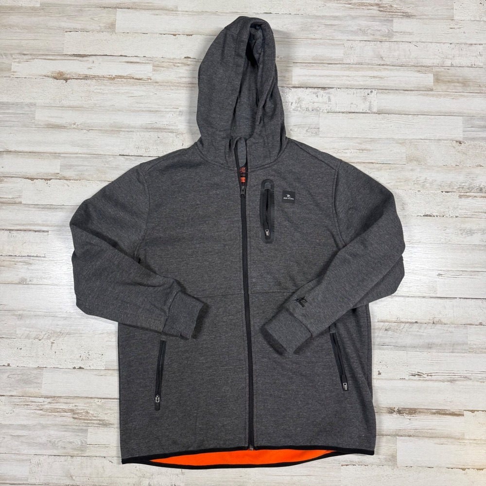 NWOT Rip Curl Departed Anti Series Fleece Hoodie Jacket Dark Gray Size 16 XL